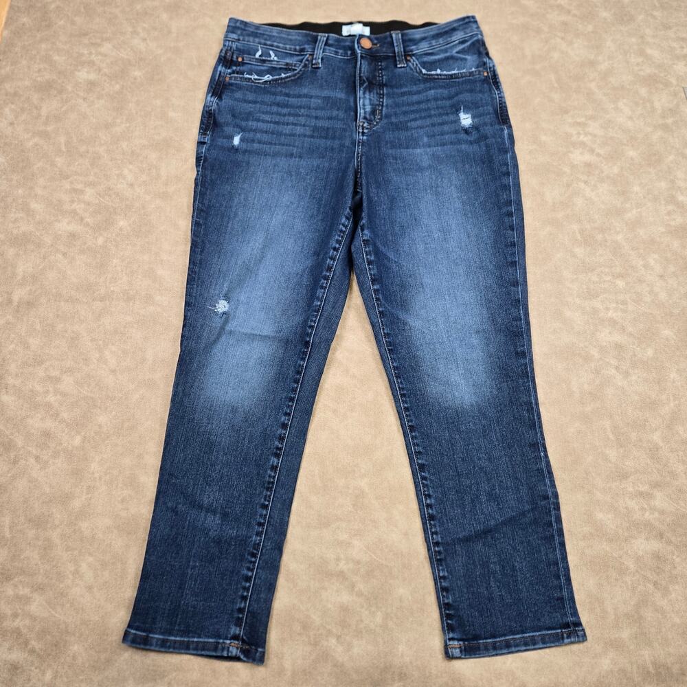m jeans by Maurices Everflex Slim Straight Jeans - Dark Sandblasted Wash Size 14